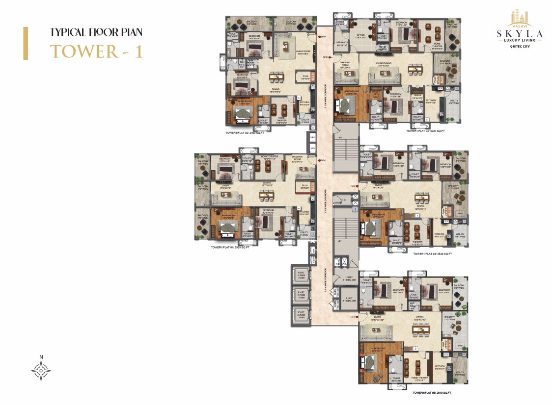 Tower 1 typical floor plan